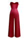 1970s Strapless Feather Solid Jumpsuit