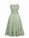 Green 1940s Spaghetti Strap Bow-tied Dress