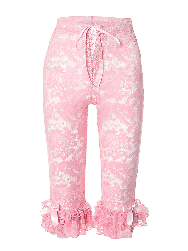 1950s Retro Lace Ruffles Capri Pants