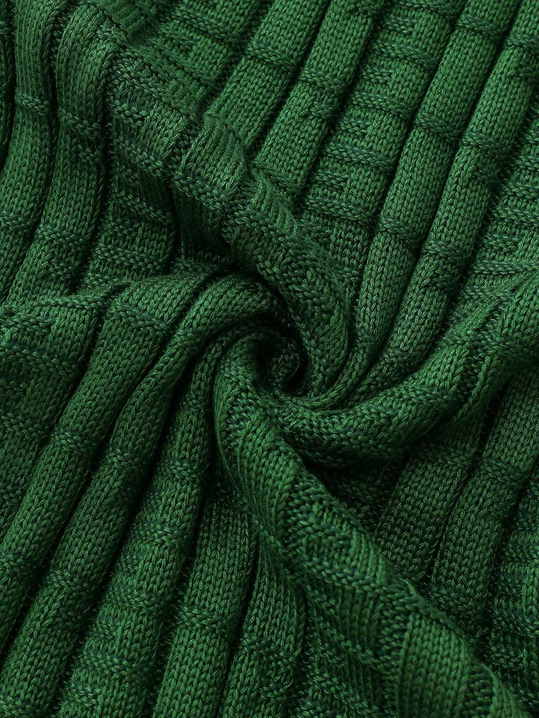 1960s Square Neck Pearl Button Knitted Dress