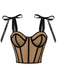 1940s Lace-Up Bow Mesh Corset Crop Camisole