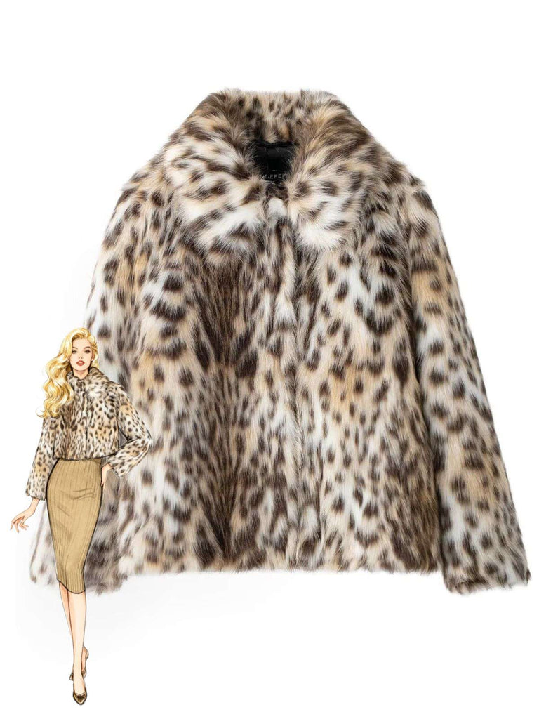Brown 1980s Leopard Print Faux Fur Coat