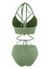 Green 1970s Halter Boho Beaded Bikini Set