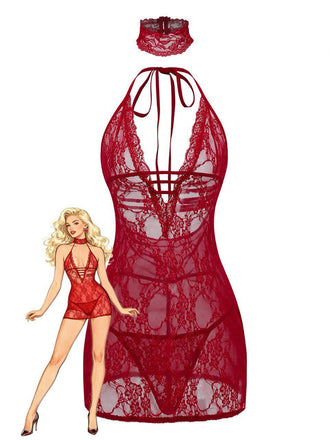 1980s V-Neck Backless Sexy Lace Cami Nightgown