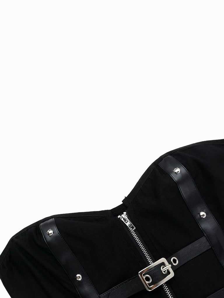 Black 1980s Punk Studded Corset Top