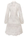 White 1960s Solid Pure Cotton Lace Dress
