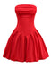 1950s Solid Basque Waist Strapless Bubble Dress