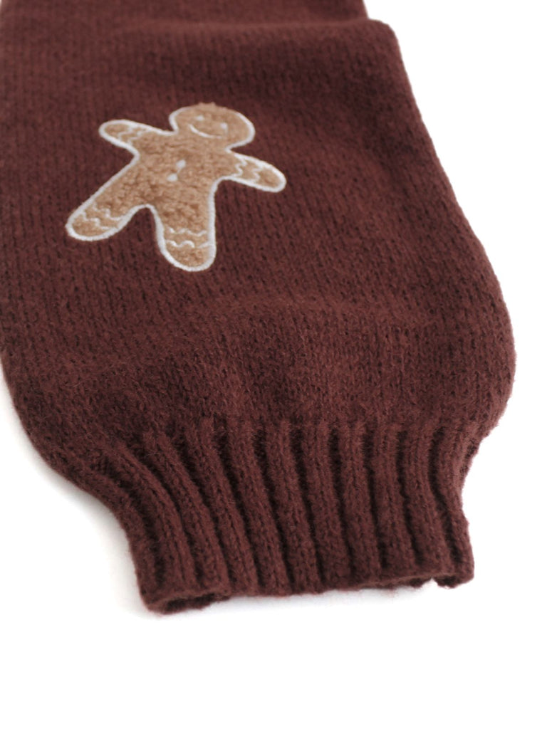 Brown 1960s Christmas Gingerbread Cropped Sweater Cardigan