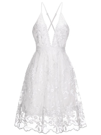 White 1940s Solid Floral Cover-Up Dress