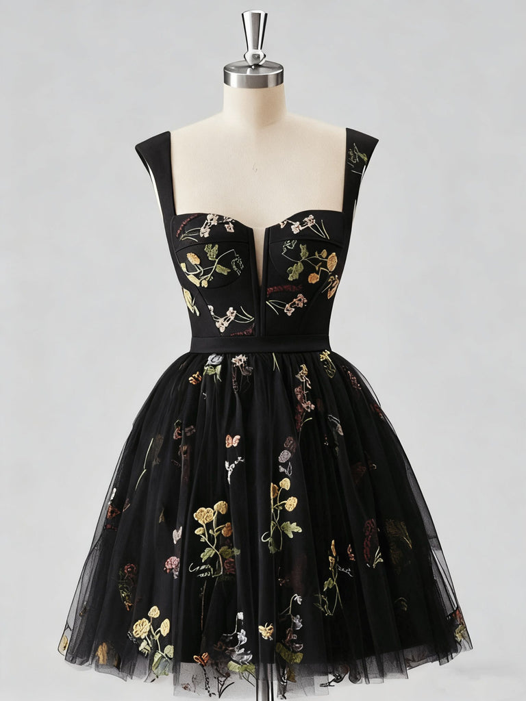 1970s Embroidered Floral Lace Mini Dress
