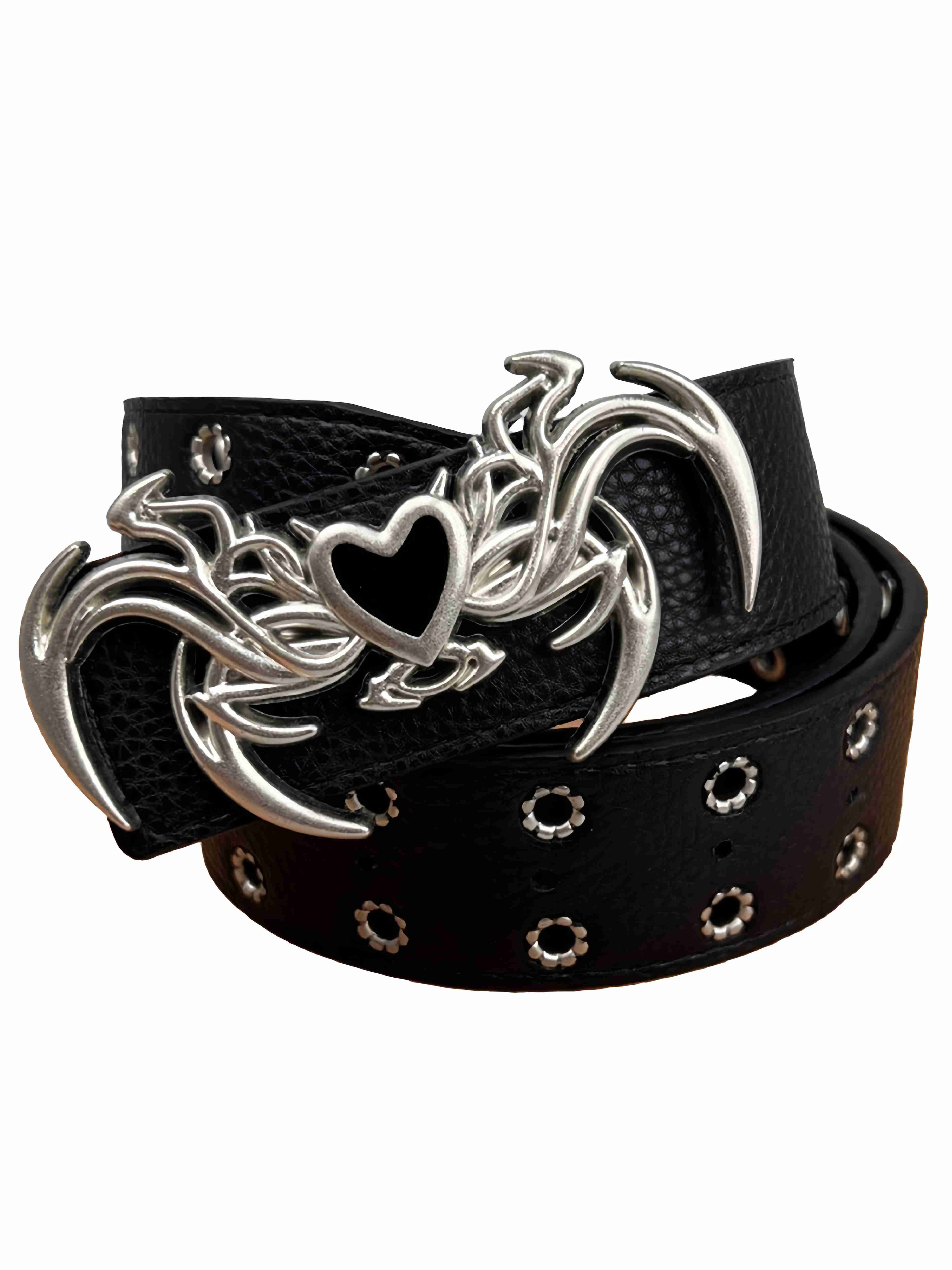 Vintage Heart Wings Grommet Buckle Punk Belt | Retro Stage