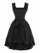 Black 1950s Solid Gothic Lace-Up Dress