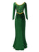 Green 1930s Shrek Medieval Style Embroidered Dress