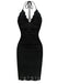Black 1970s Solid Halter Knit Dress