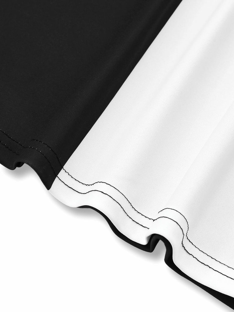 Black 1960s Colorblock Sleeveless Pencil Dress