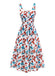 1950s Strawberry Square Neck Wide Strap Dress