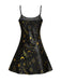 Black 1970s Spaghetti Strap Celestial Print Nightgown