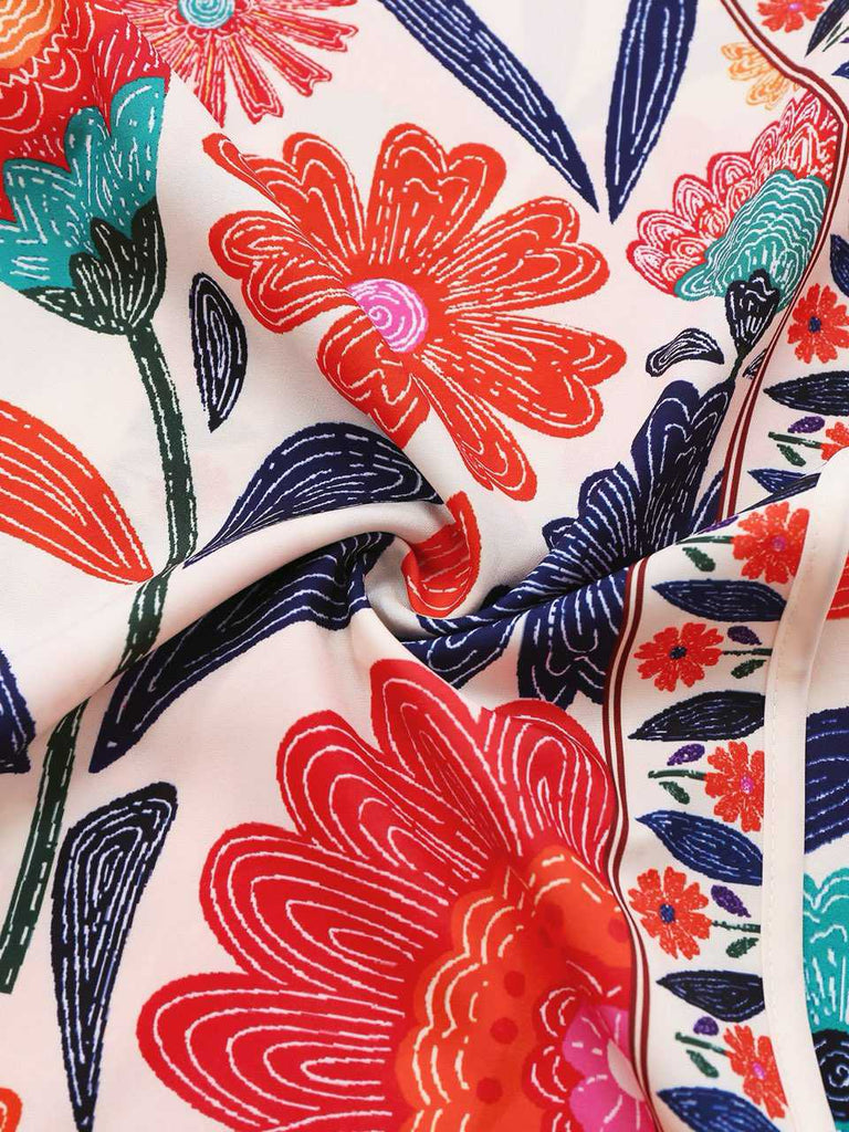 1960s Spaghetti Strap V-Neck Floral Dress