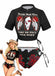 1980s Black Skull Rose Graphic Bikini Set