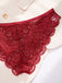 Detailed shot of the floral mesh lace and sheer fabric on the matching burgundy lingerie panties