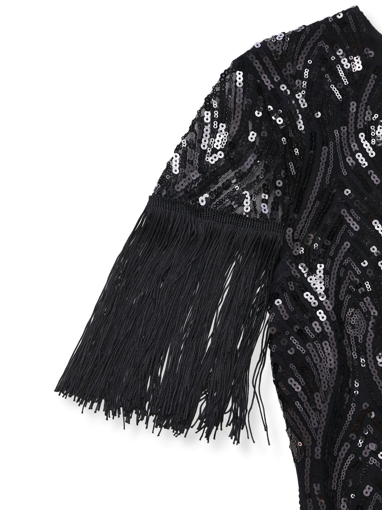 Detailed shot of the layered fringe on the short sleeves, designed for movement and style.