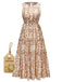 1970s Pure Cotton Round Neck Boho Midi Dress