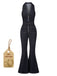 [Pre-Sale] Blue 1970s Denim Collar Belted Flared Jumpsuit