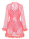 Pink lace sleepwear with a belt
