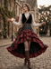 Red Ruffle Patchwork Irregular Skirt