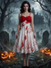 Red&White 1950s Halloween Blood Dress