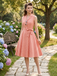 Pink 1950s Plaid Buttoned Lapel Belted Dress