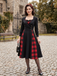 1950s Plaid Patchwork Gothic Pleated Dress