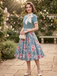 Green 1950s Rose Patchwork Tie Collar Dress