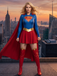 Red 1960s Supergirl Cosplay Costume Set with Cape