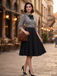 1950s Houndstooth Detachable Bow Collar Dress