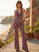 Multicolor 1970s Hippie Floral Halter Jumpsuit