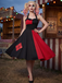 Red&Black 1950s Solid Halter Dress