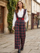 Black 1940s Tartan Plaid Ruffled Bow Overall Pants
