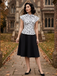 White 1950s Bow Bat Blouse Top