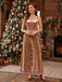 Brown 1970s Gingerbread Velvet Strap Jumpsuit
