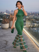 Green 1980s Solid Sparkly Mock Mesh Jumpsuit