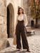 Black 1950s Button Suspender Pants