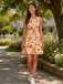 Orange 1960s Round Neck Daisy Sleeveless Dress