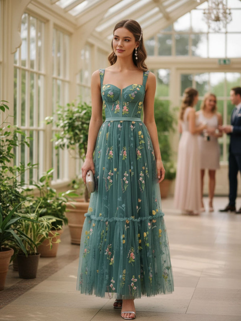 1930s Floral Mesh Boned Lace-Up Dress