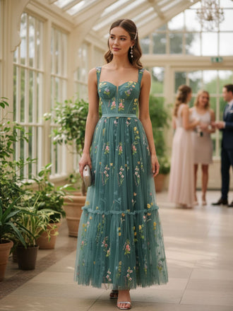 1930s Floral Mesh Boned Lace-Up Dress