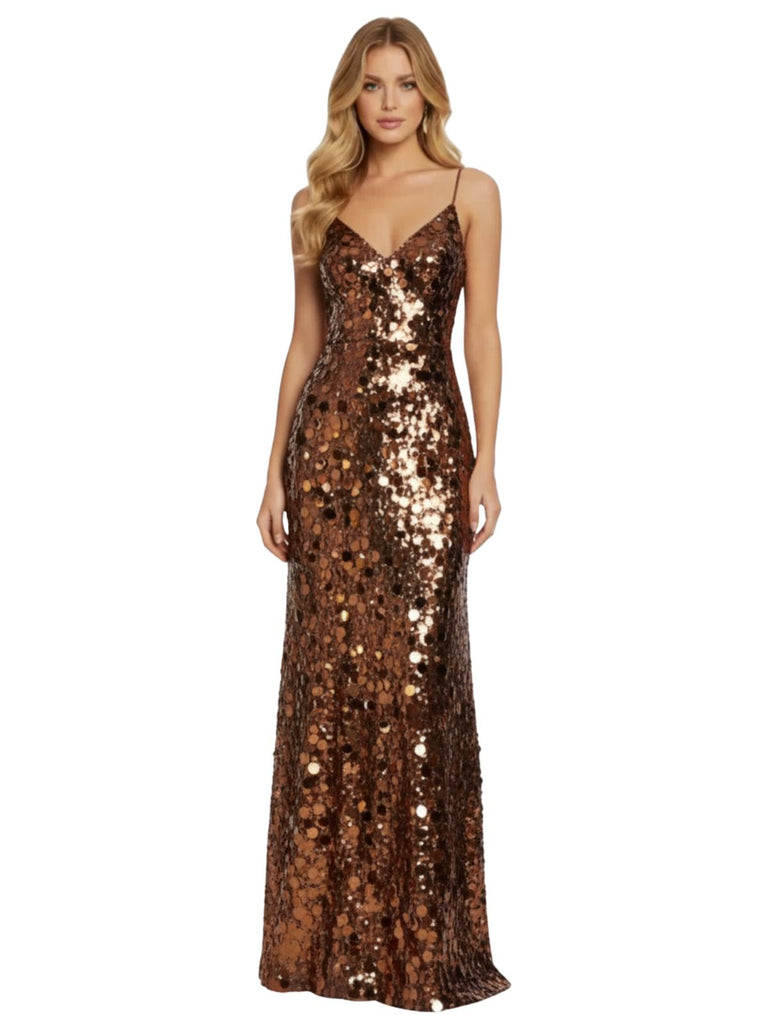 Gold 1930s Slip Sequin Evening Dress