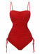 Red swimsuit with thin straps on a white background