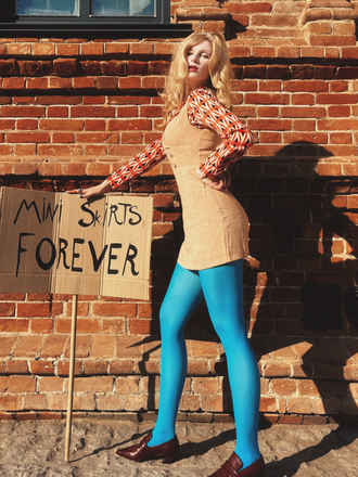 2PCS 1960s Orange Blouse & Tweed Mini Dress