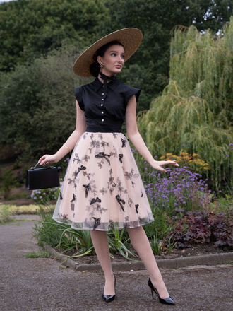 Black 1950s Butterfly Patchwork Vintage Dress