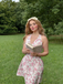 Pink 1950s Floral V-Neck Dress